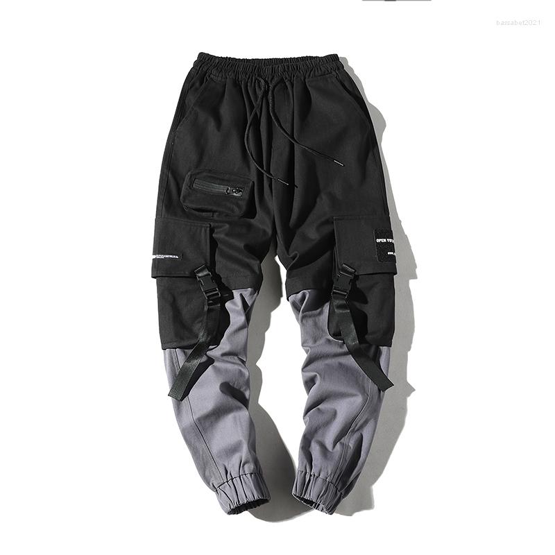 

Men' Pants Cotton Cargo 2022 Man Fashion Streetwear Stitching Color Joggers Hip Hop Long Men Elastic Waist Pant, Picture shown