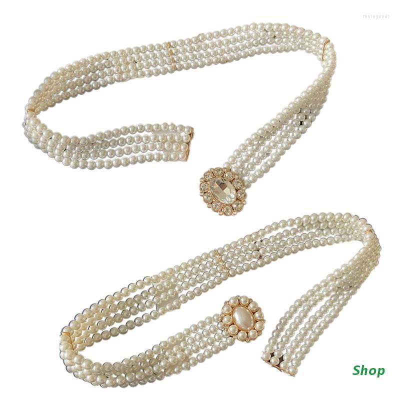 

Belts L5YC Pearl Bead Belt For Women Dresses Wedding Dress Decorative, Black