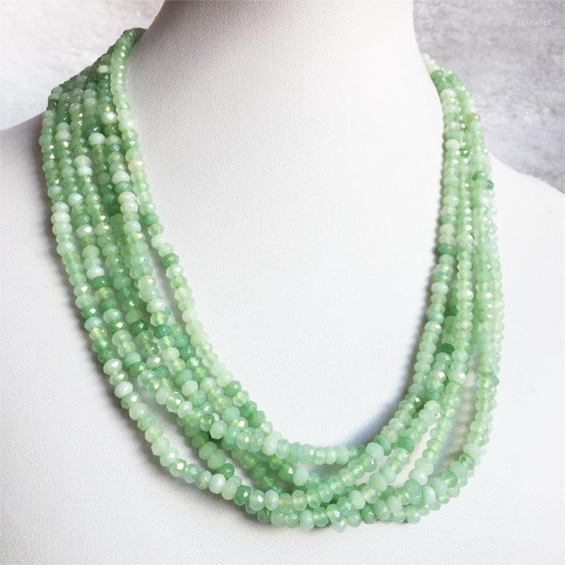 

Chains Small 3 4MM Faceted Green Prehnite Grape Jade Necklace For Women Natural Stone Beaded Gem Choker Collares Abacus Gift Jewelry