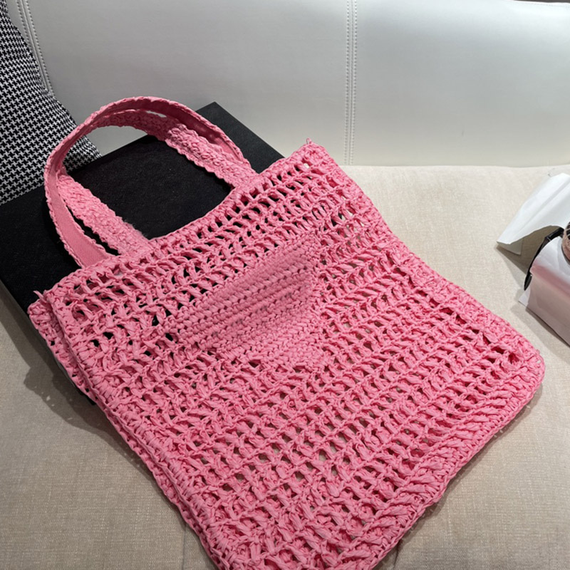 

Wholesale Fashion Handbag Vintage Handbags Artwork Shopping Tote Bag Shopping Travel 5 Colors Totes Luxury Top Designer Bags Classic Straw Hollow Out, Yellow with logo