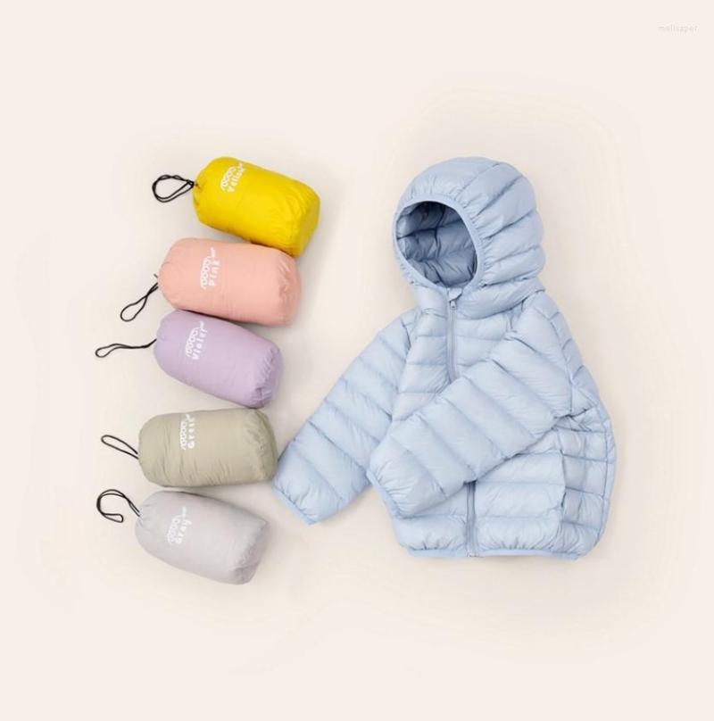 

Men's Down Kids Brand Ultra Light 90% White Duck Hooded Jacket Lightweight Girls Boys Outwear Children Winter Warm Jackets, Yellow