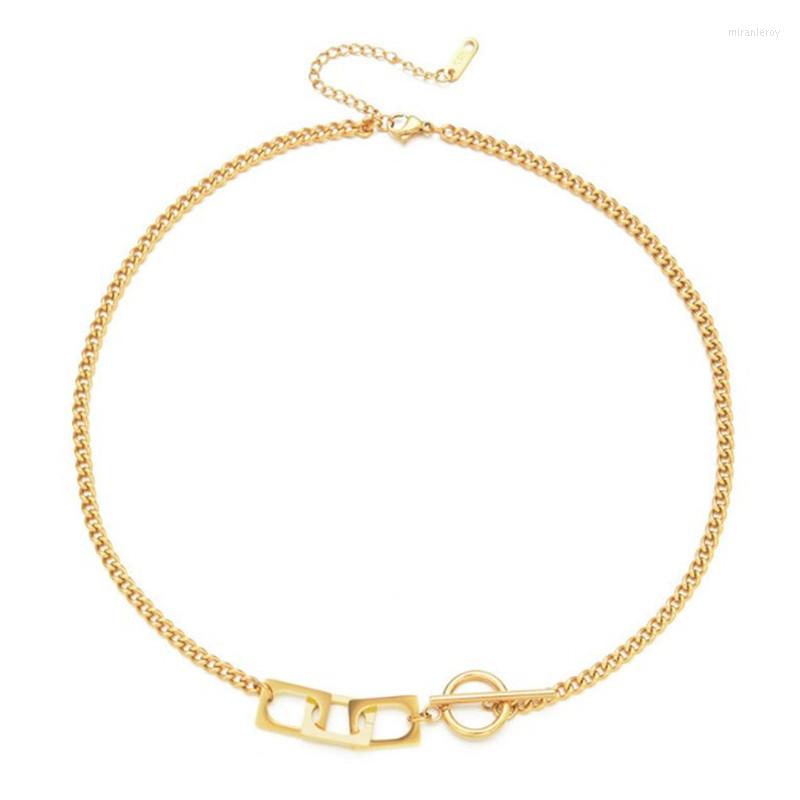 

Choker Creative Hollow Out Box OT Buckle Neck Chain Fashion Punk Style Stainless Steel Clavicle Couple Necklace
