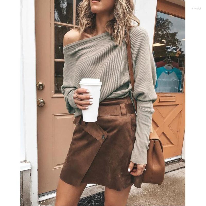 

Women's Sweaters Women Off Shoulder Batwing Sleeve Pullovers Jumper Harajuku Casual Loose Solid Long Knitted Sweater FDC2168, Rn1