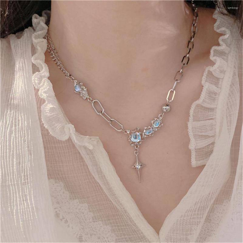 

Chains Fashion Glass Necklace Vintage Clavicle Around Neck Pendants Women Jewelry Female Necklaces Gift