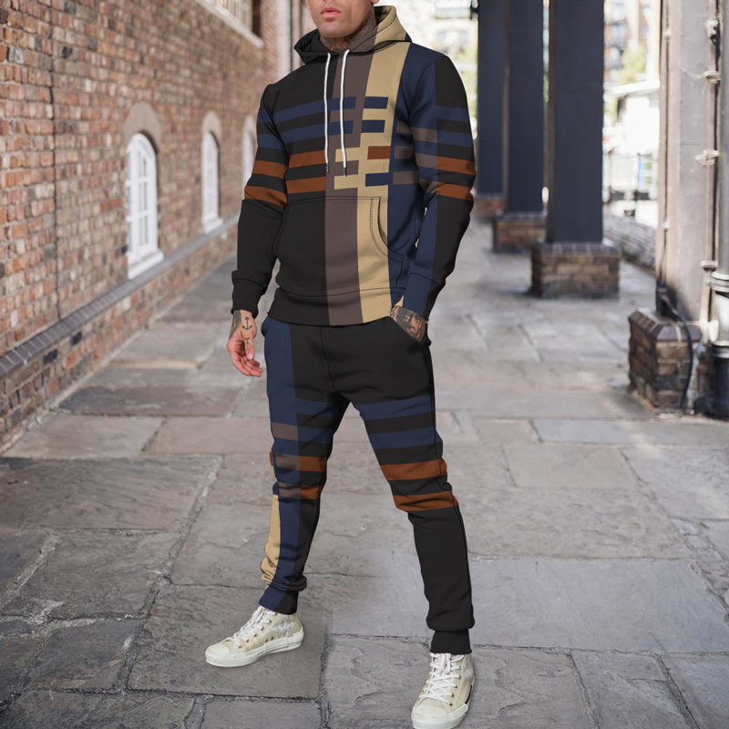 

Men's Tracksuits Fashion Striped 3d Printed Hoodie Suit Male Autumn Winter Casual Sweashirts Sweatpants Men Tracksuit Set Men's Clothing Jogging 221114, Hoodies set-13