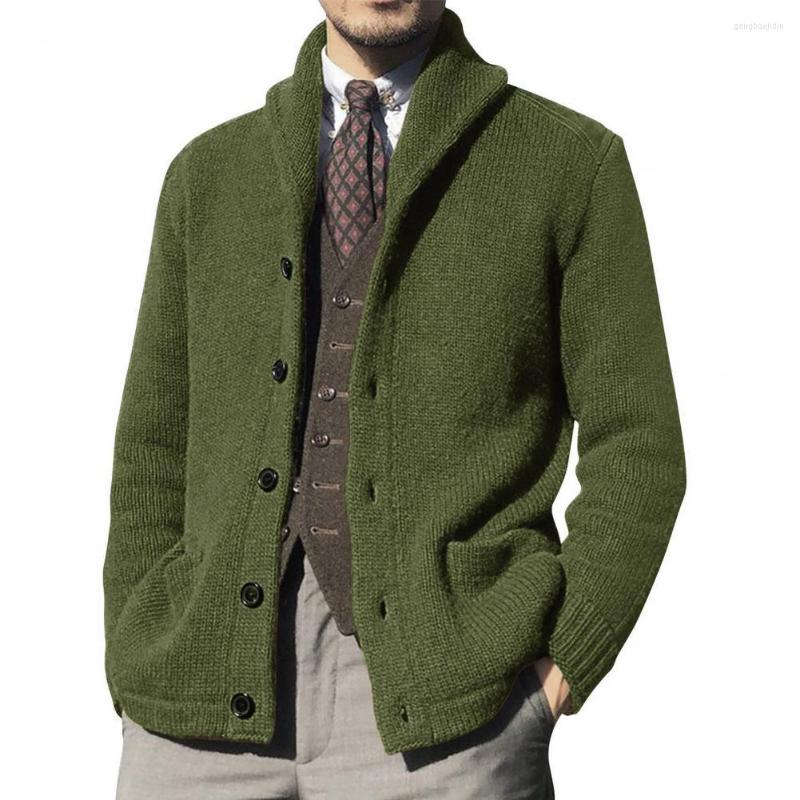 

Men's Sweaters Chic Sweater Coat Soft Cardigan Pockets Male Single Breasted Knitted Cold Resistant, Black