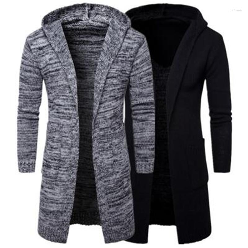

Men's Sweaters Spring And Autumn Vintage Hooded Coat Mens Casual Sweater Hoodie Men Solid Cardigan Male Gothic Knitted Jersey Hombre, Black