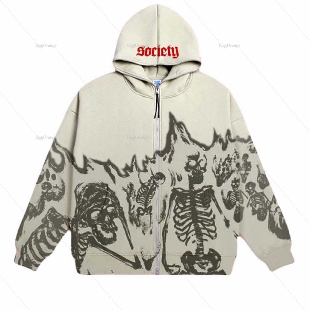 

Men's Hoodies Sweatshirts High Quality zip up hoodie Flame Skull Graphic Print streetwear goth sweatshirt tracksuit harajuku y2k Oversized men clothing T221114
