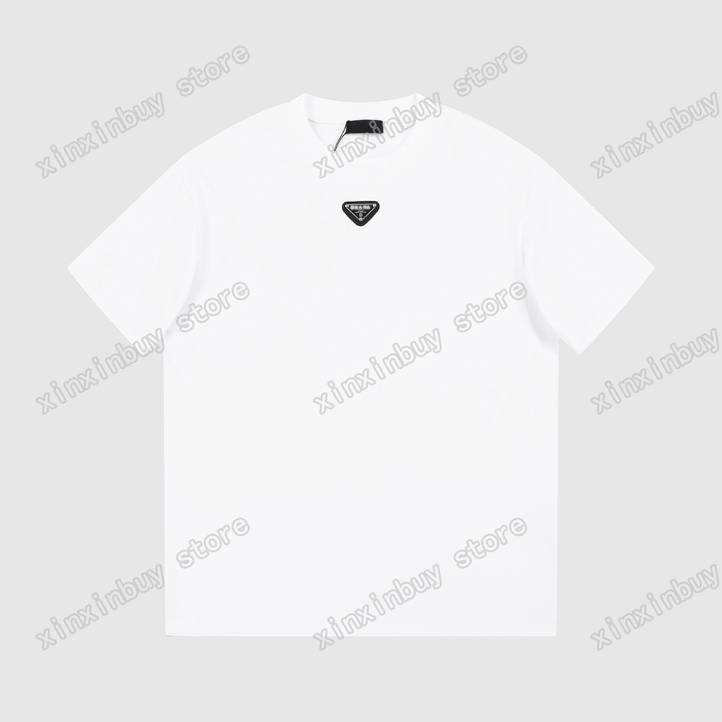 

xinxinbuy Men designer Tee t shirt Paris chest Metal triangle label short sleeve cotton women green black red XS-L, 01