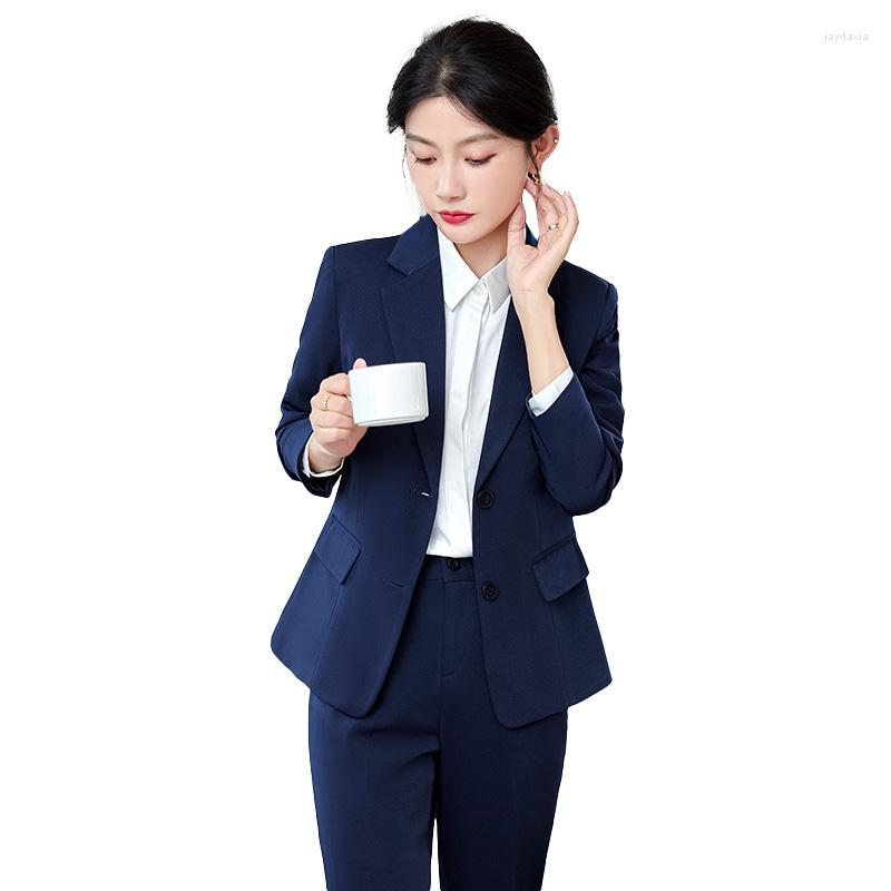 

Women' Two Piece Pants Formal Pantsuits Women Business Suits Pant And Jacket Sets Work Navy Blue Blazer Office Uniform Style OL, Black