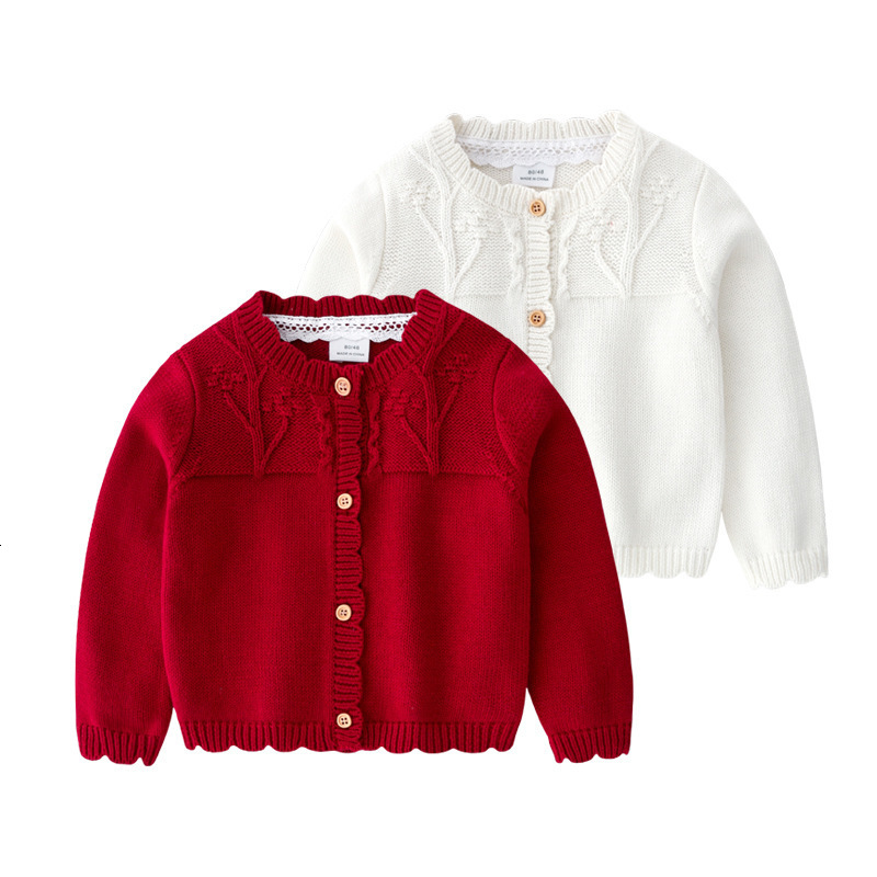 

Pullover Toddler Baby Girl Knit Cardigan Kids Long Sleeve Button Down Sweater Top Fall Winter Warm Jacket Coat 221114, Red