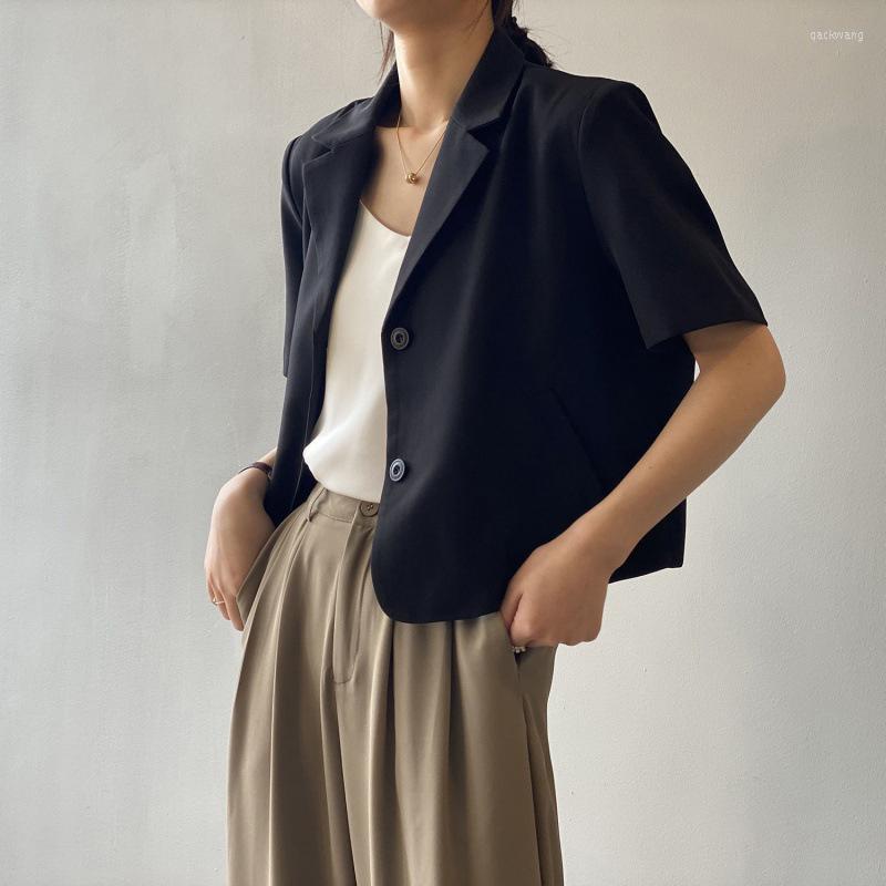 

Women's Suits Suit Women Leisure Elegant Solid Short Sleeve Chic Korean Fashion Female Tops Office Wear Single 2022 Trendy, Beige