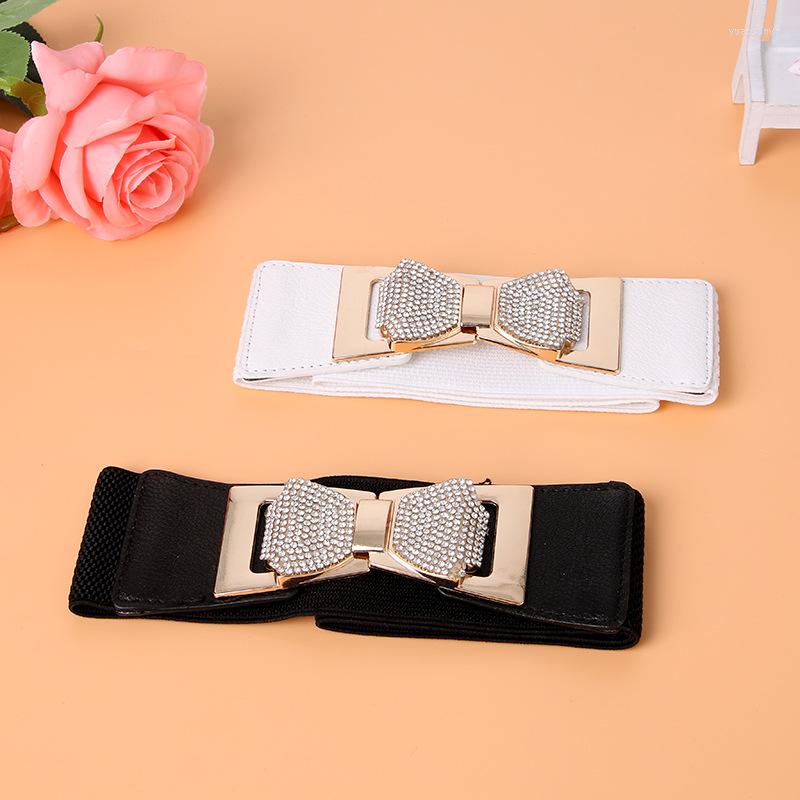 

Belts Women Fashion Diamond Buckle Belt Female Wide Stretch Elastic Waist Strap Ladies Party Dress Corset Waistband Clothes Accessory, Brown