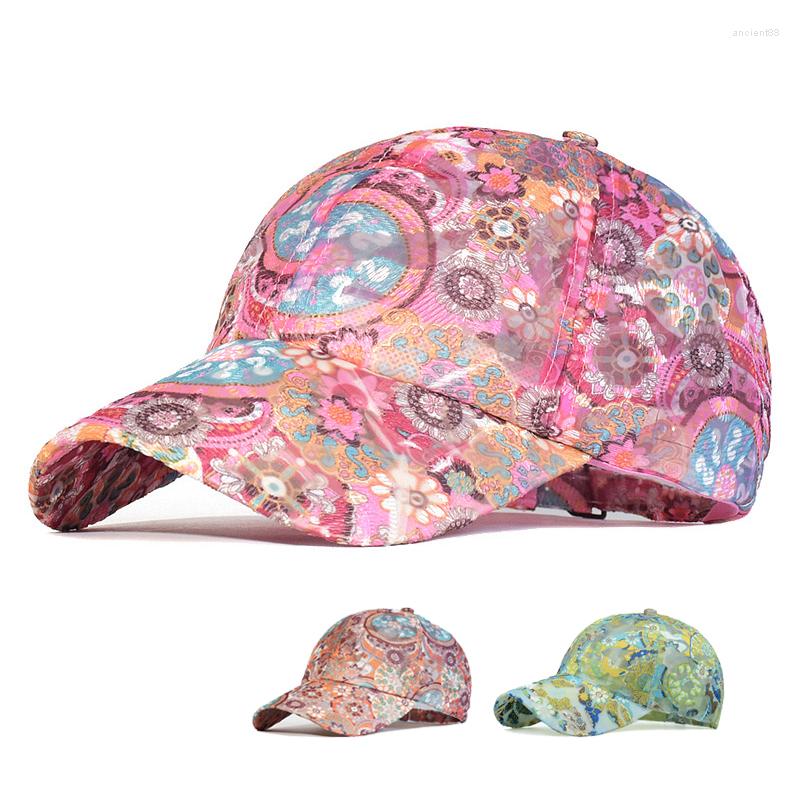 

Ball Caps Spring Mesh Baseball Cap Women Floral Breathable Summer Sun Hat Embroidered Outdoor Sport Quick-drying Climbing, Pink