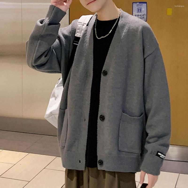 

Men's Sweaters Thick Chic Anti-shrink Casual Autumn Sweater Coat Elastic Men Loose For Go Out, Black