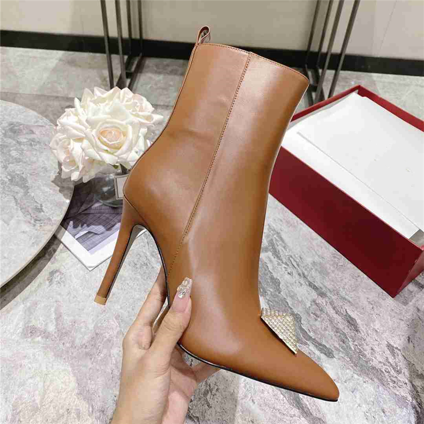 

Fashion Designer Women Boots Valentinoity High Heels Knight Martin Leather Wool Winter Warm Black Party Wedding Flat Shoes 04-09