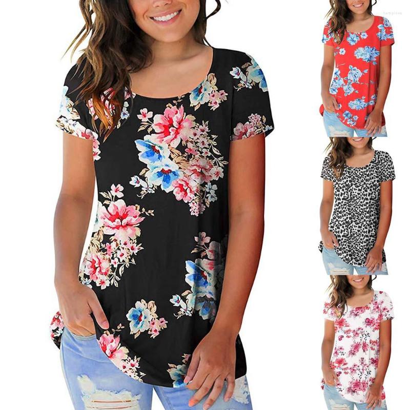 

Women's T Shirts Womens Long Sleeve Tees Women Short Scoop Neck Floral Print Shirt Casual Tops Blouse Lady Cotton Tunic, Black