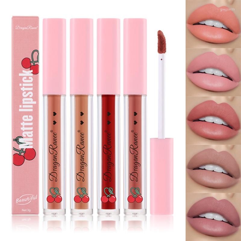 

Lip Gloss Cherry Velvet Matte Red Liquid Lipstick Waterproof Long Lasting Nude Pink Non-Stick Cup Makeup Tint Pen Cosmetic, 11