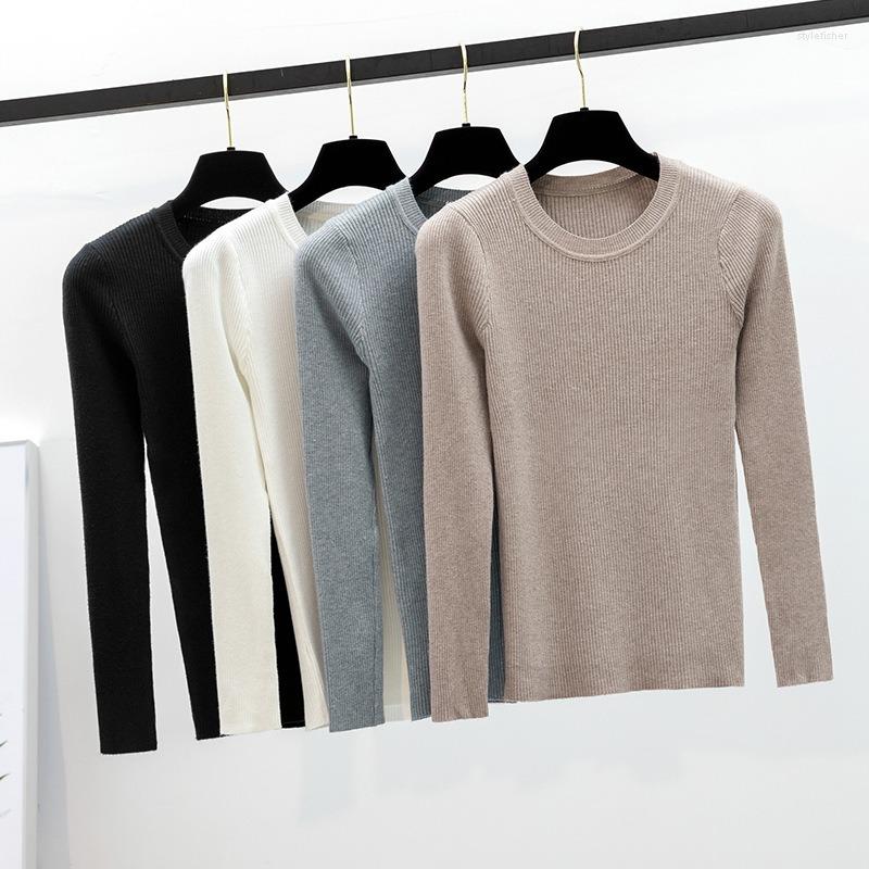 

Women's Sweaters Long Sleeve Women's Round Neck Slim Fit Knitted Sweater Korean Fall Pullover Woman Winter Clothes Women 2022, Black