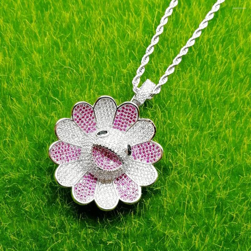 

Chains Brass CZ 3 Color Sun Flower Pendant Mirco Pave Prong Setting Women Necklace Hip Hop For Party Gift CN186