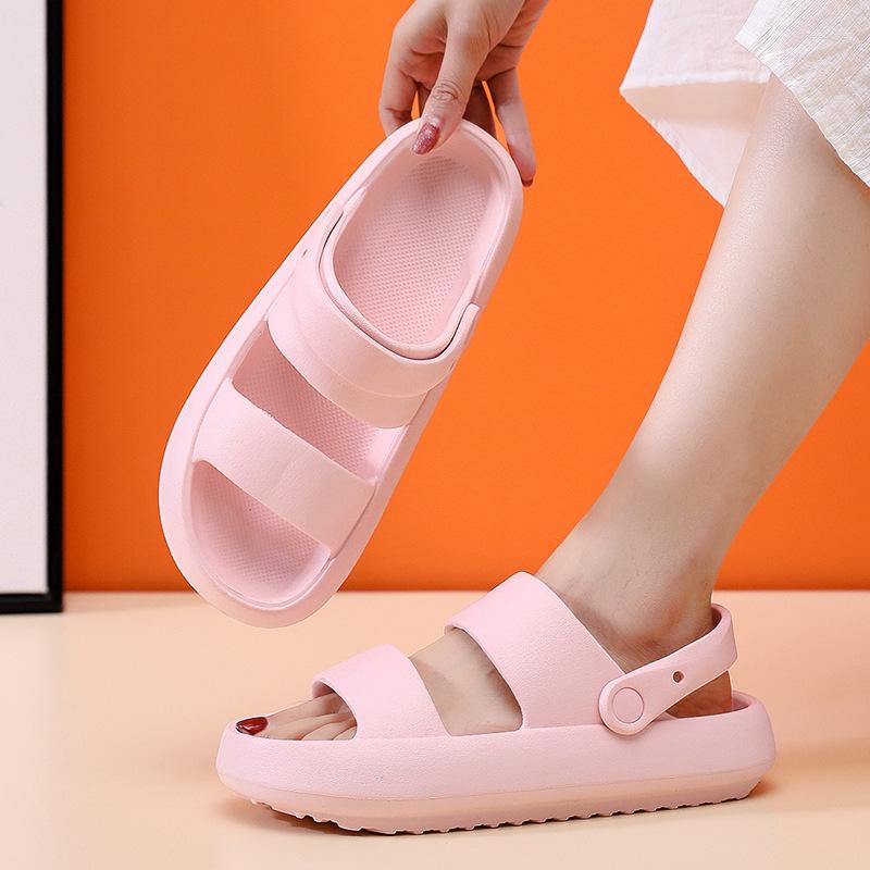 

Slippers Women Sandals Summer Fashion Soft Sole Light Platform Shoes Large Size Couple Solid Color EVA Casual Woman, Black