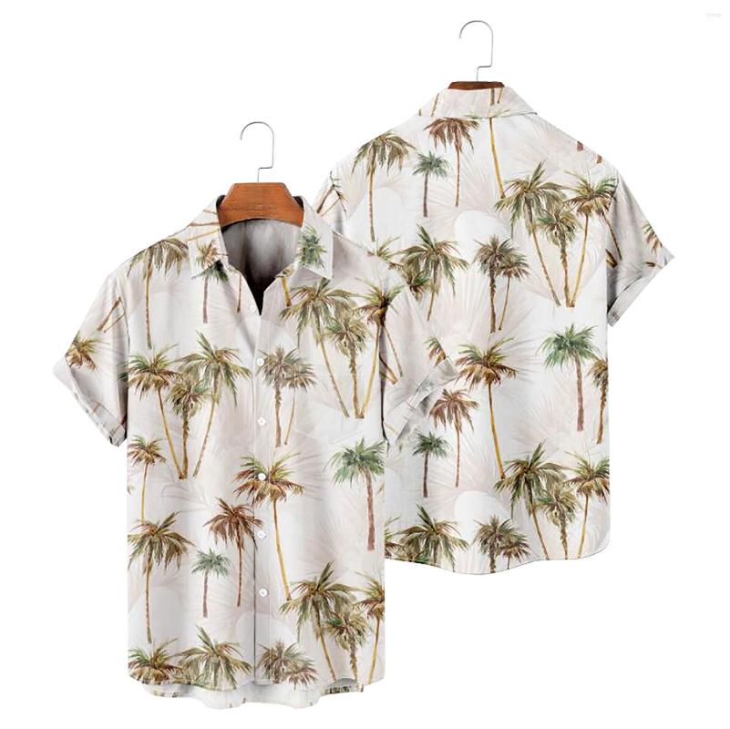 

Men's Casual Shirts Denim Flowers Mens Printed Hawaiian Short Sleeve Button Down Beach Shirt For Man Apparel, Orange