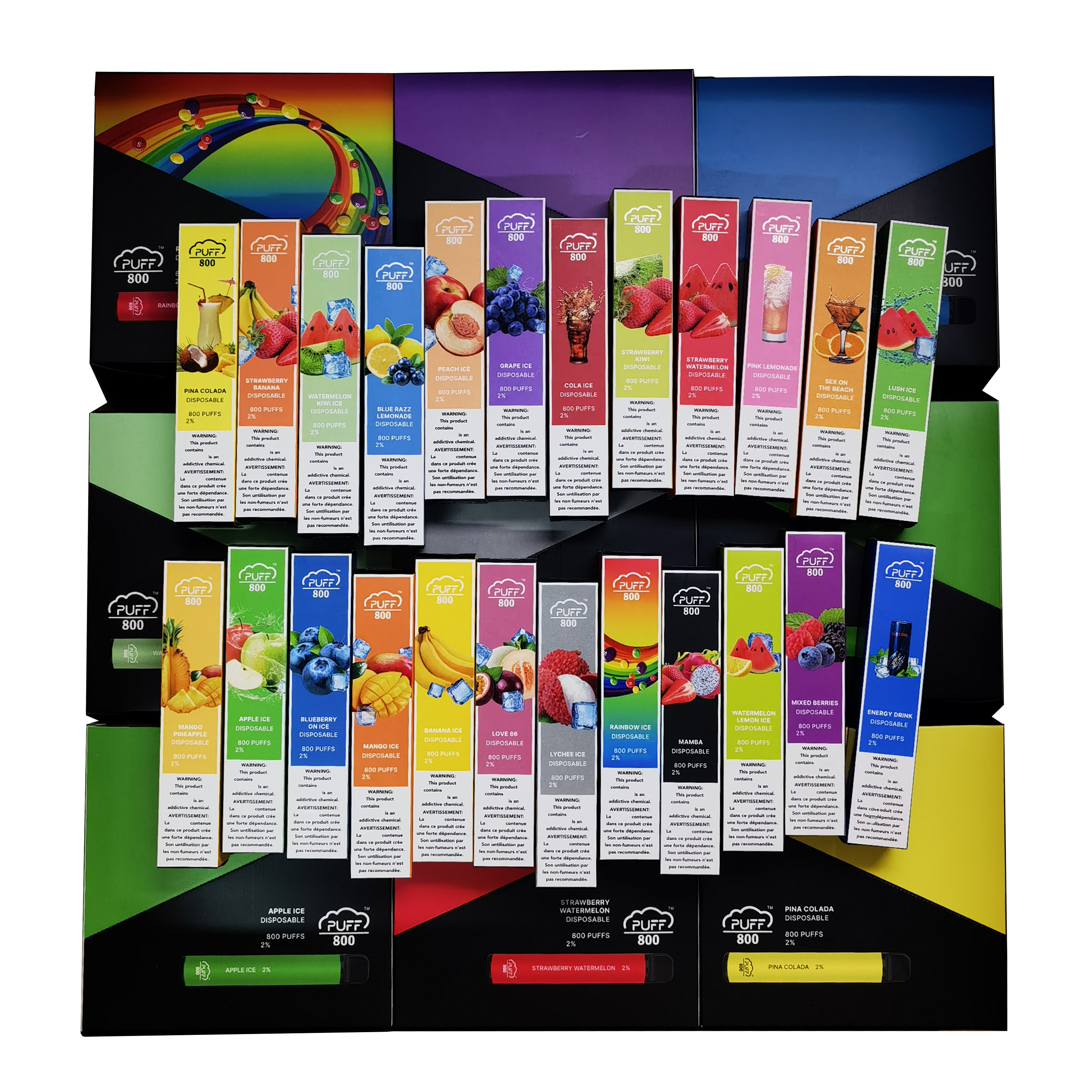 

Disposable E Cigarette 800 Puffs Disposable Vape Pen Device 3.2ml Pod 550mAh Battery Electronic Cigs In English French Packaging OEM Welcome