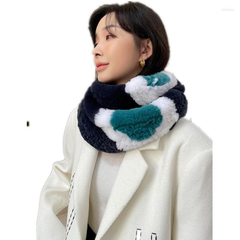 

Scarves Real Rex Fur Wraps Fashion Fluffy Scarf Women Winter Thick Neck Warmer