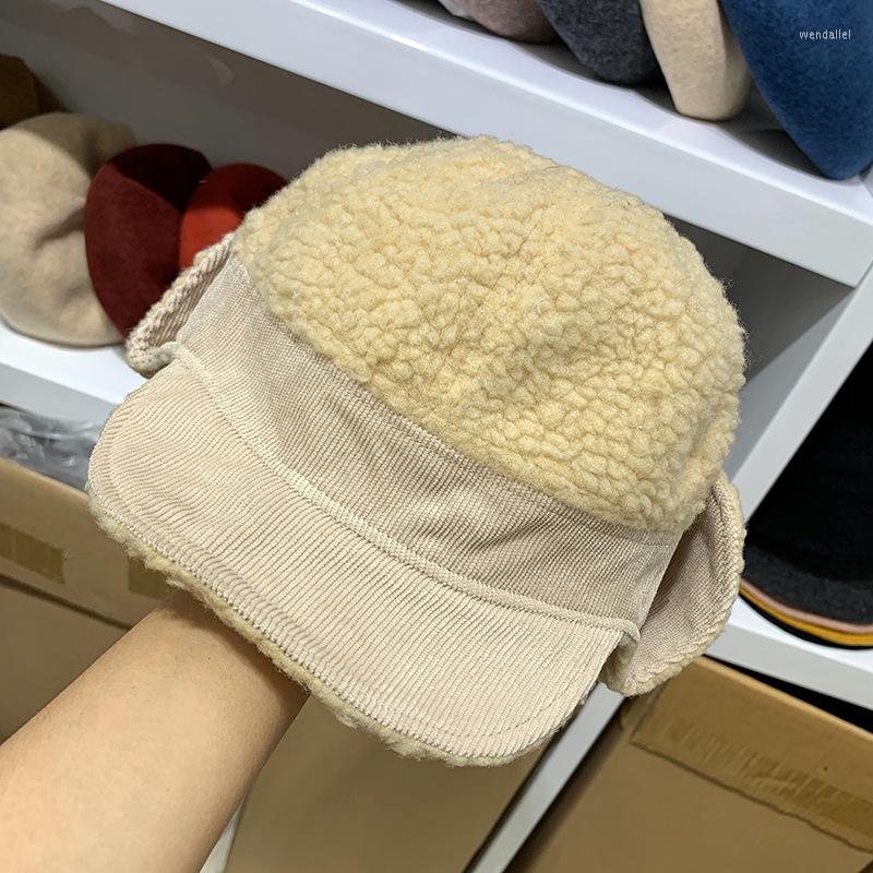 

Berets Winter Warm Thick Faux Cashmere Bomber Hat Women Outdoors Cycling Windbreak Earmuffs Caps Solid Fashion All Match 56-58cm, Black