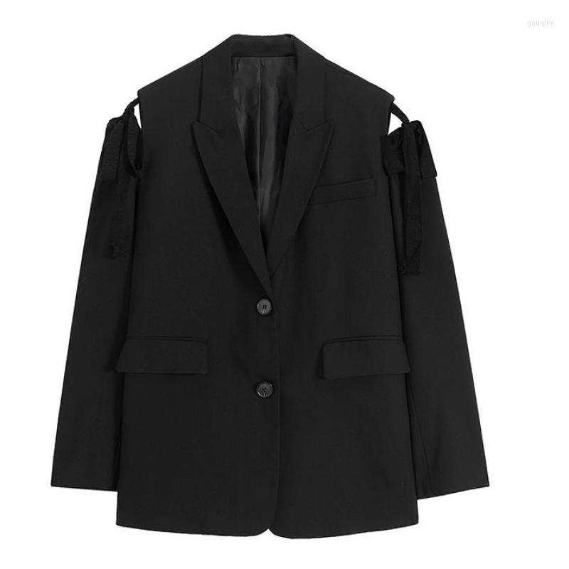 

Women' Suits Women Blazer Irregular Hollow Out Black Blazers And Jackets Asymmetry Off Shoulder Loose Leisure Suit Coats 2022