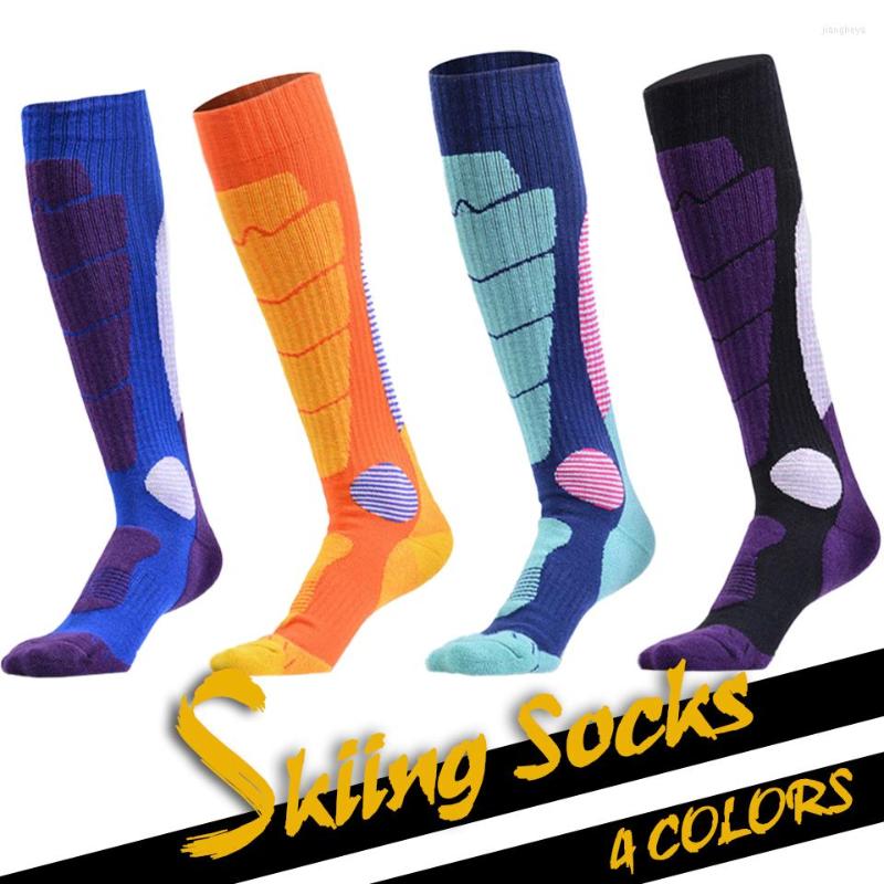 

Sports Socks GOBYGO Winter Long Tube Unisex Ski Mountaineering Running Hiking Terry Thick Bottom Non-slip Warmth -absorbing, Dark blue l(39-43)