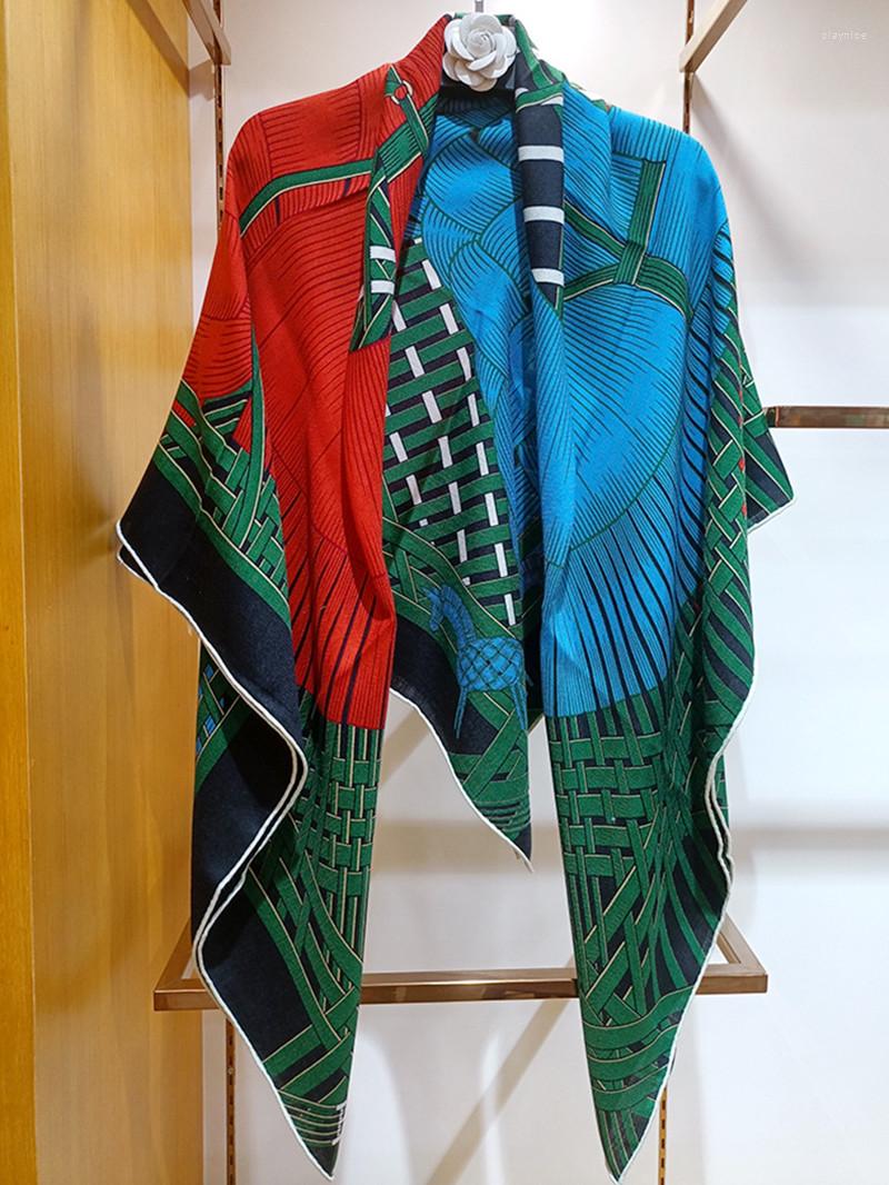 

Scarves High-end Elegant Women's Exquisite "Two Horse Woven Love" Printed High Quality Silk Wool Hand-rolled Edge Warm Scarf