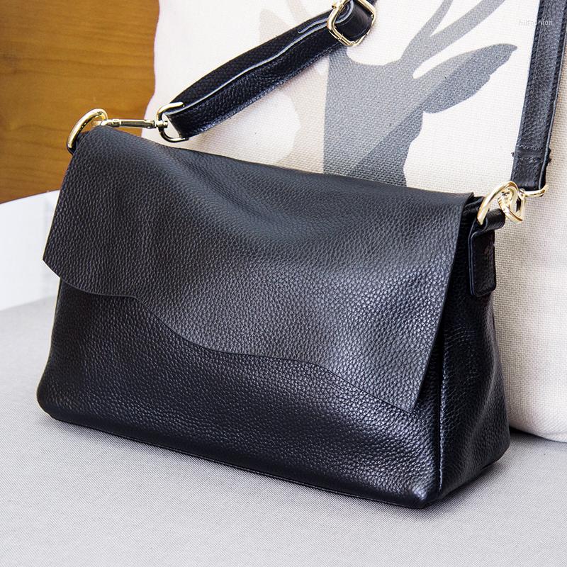 

Evening Bags MEIGARDASS Style Genuine Leather Women's For Handbags Flap Shoulder Bag CrossBody Ladies Cowhide Messenge, Black