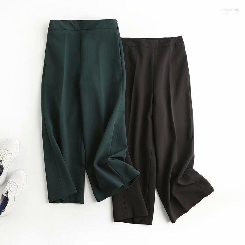 

Women' Pants Women' 2022 Office Lady High Waist Autumn Winter Solid Black Wide Leg Button Mujer Pantalones & Capris