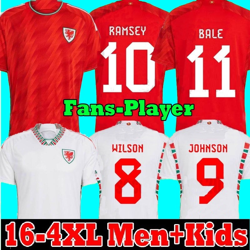 

S-4XL 2022 Wales Soccer Jerseys BALE ALLEN RAMSEY Mens 22 23 world National Team cup Rodon VOKES Home Football Shirt WILSON Uniforms, Home kids