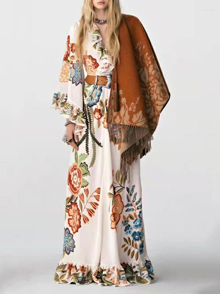 

Party Dresses Designer Women' Spring Autumn Long Sleeve Vintage Print Sexy Fashion High Quality Elegant Dress Casual, Mixed color