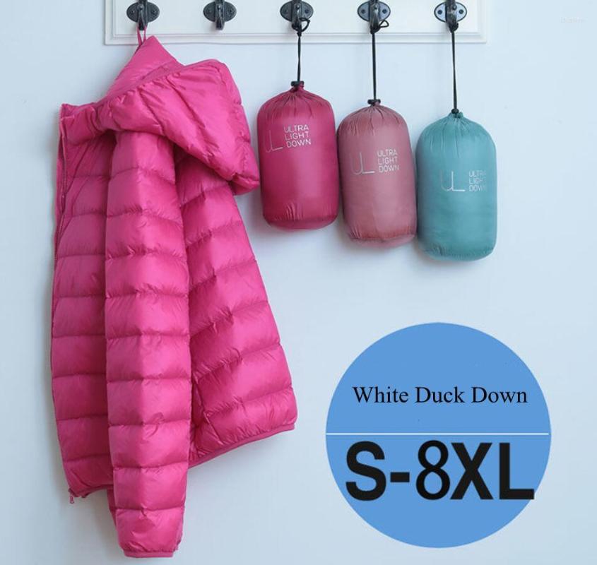 

Women's Down 8XL Plus Size 90% White Duck Jacket Women Autumn Winter Warm Coat Lady Ultralight Female Windproof Parka, Green stand collar