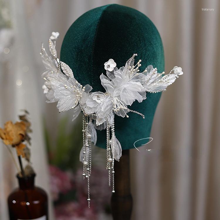 

Hair Clips White Gauze Fairy Bride Barrettes Hairpin Wear Fluttering Romantic Flower Wedding Accessories