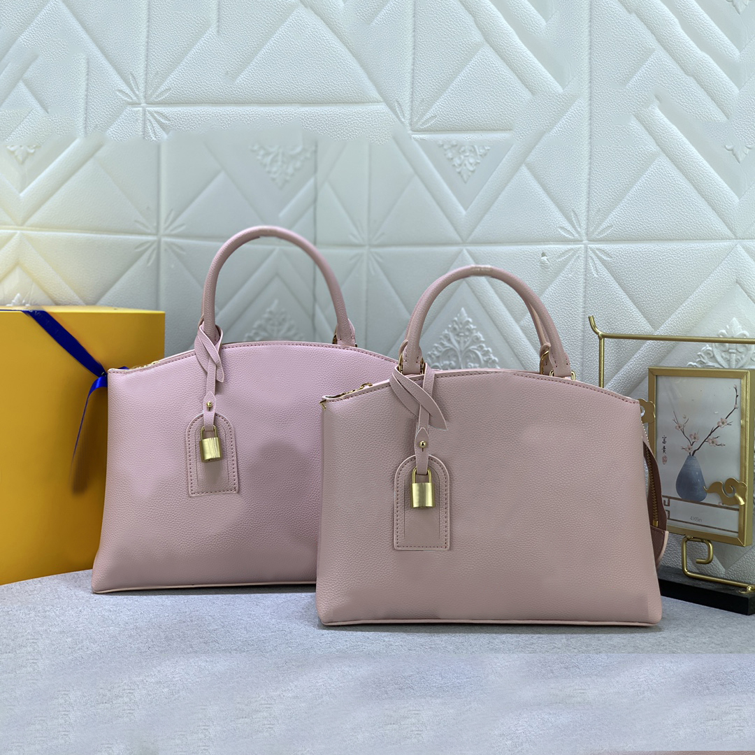 

Designer Totes Bags Women Fashion Pink Handbags Classic White Floral Embossing Genuine Leather Removable Strap Crossbody Lock Charm Satchel Shoulder Bag Purse, Large