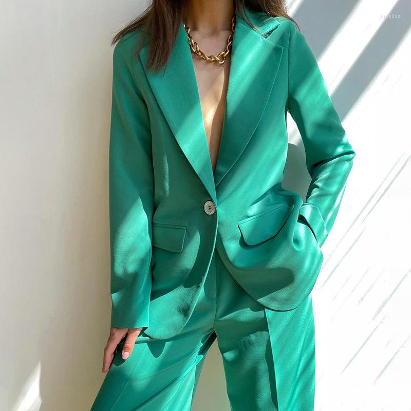 

Women' Suits Women' Solid Color Casual Jacket Style Small Fragrance Commuting One-button Suit For Autumn And Winter Blazer Women, Green