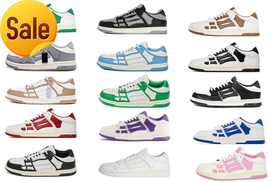 

LOW 2022 Designer Skel Top Low Bones Leather Sneakers Shoes Skeleton Blue Red White Black Green Grey Brown Men Women Outdoor Sports Trainers, 12