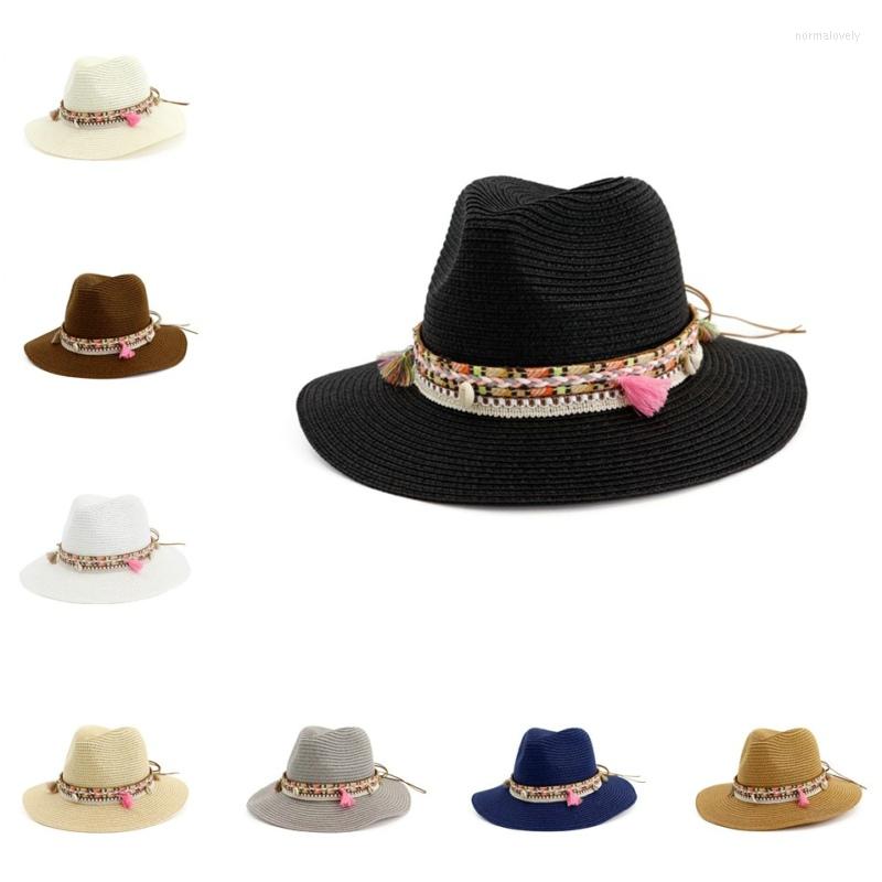 

Wide Brim Hats 5pcs Women Straw Sun Hat Panama Jazz Beach Womens Summer Caps Sombrero Female Fedora Casual Outdoor Fashion Ladies Chapeau, Khaki