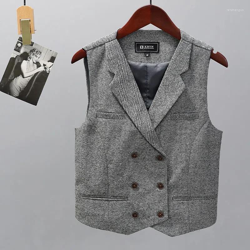 

Women' Vests Women' Vest Gray Double Breasted Tailored Collar Vintage Steampunk England Style Casual Suit Business Waistcoat Wedding, Black