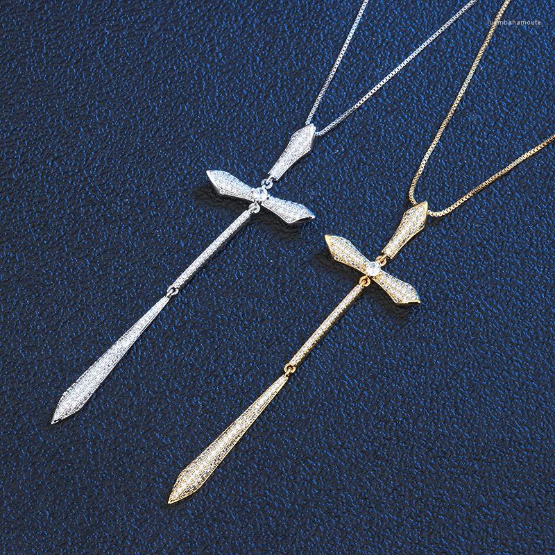 

Pendant Necklaces Funmode Trendy Dress Accessories Big Cross Pendants Necklace For Women Full Cubic Zircon Pave Charm Wholesale FN54