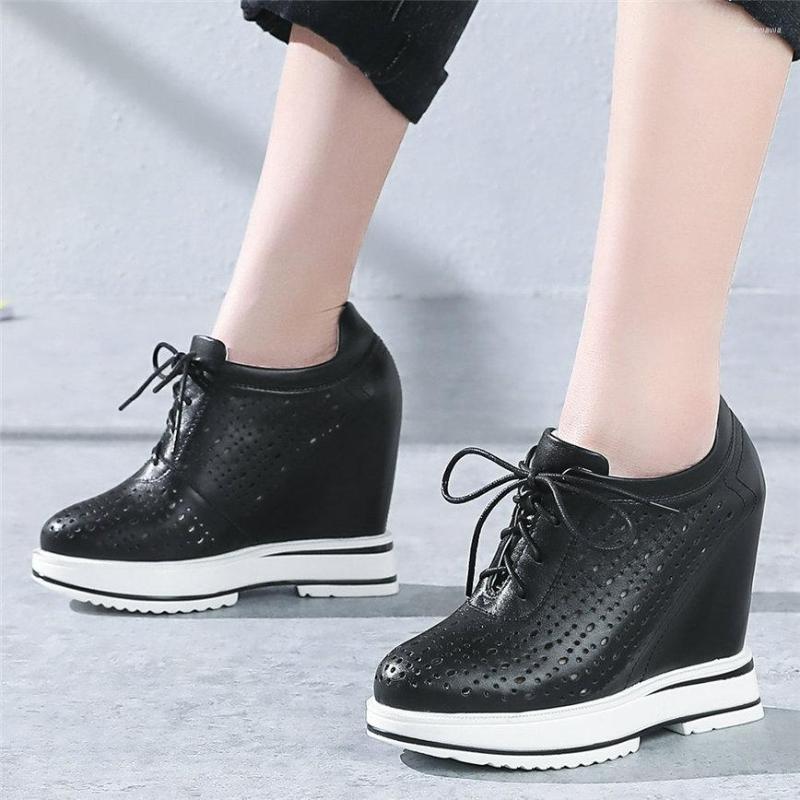 

Sandals Fashion Sneakers Women Lace Up Genuine Leather Sports Gladiator Female Wedges High Heel Pumps Summer Casual Travel Shoes, Black