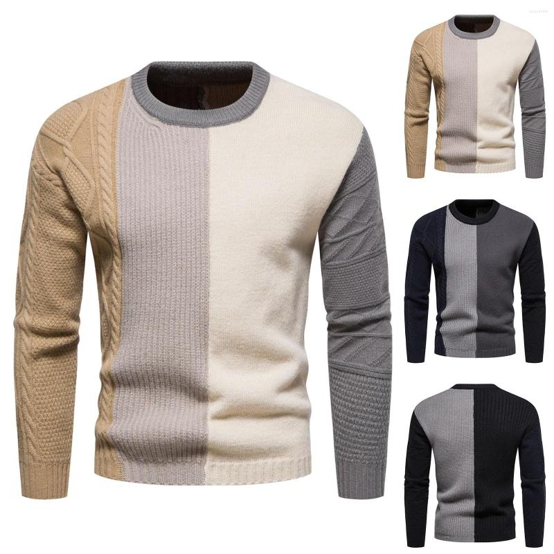 

Men's Sweaters Mens Winter Fashion Casual Knit Wool Crew Neck Contrast Color Sweater Jacket Top, Black