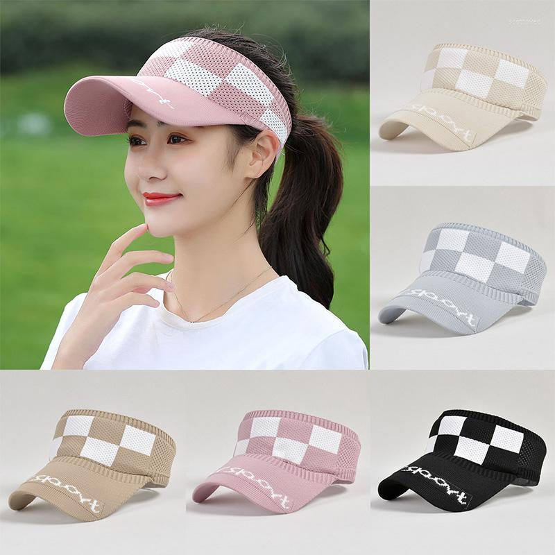 

Wide Brim Hats Casual Empty Top Hat Unisex Summer Knitted Sun Visor Breathable UV Protection Peaked Cap For Women Men, Yellow