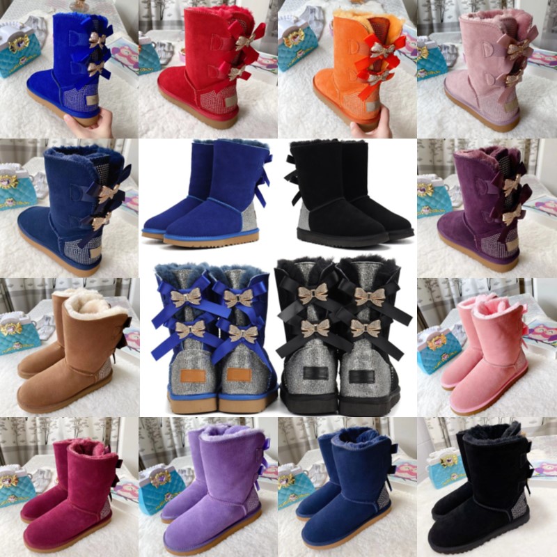 

Kids shoes uggi Australian warm Boots mini With Bows toldders boys trainers Leather designer sneakers youth winter shoe bowknot high-quality Girls Footwear, No box