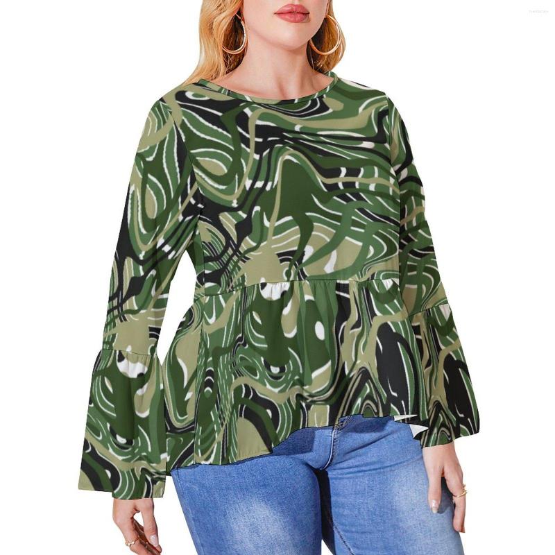 

Shirt Abstract Print T Shirts Camo-like Liquid Street Wear Long-Sleeve Elegant Tee O Neck Trendy Tops Plus Size 4XL 5XL, Style
