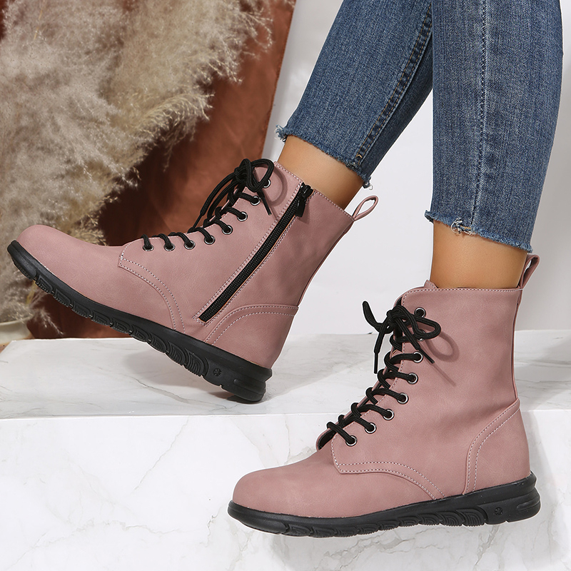 

Boots Autumn and Winter Women's Ankle Boots Women's Lace Up Round Head Outdoor Women's Ankle Boots Large Size 3543 221114, Green